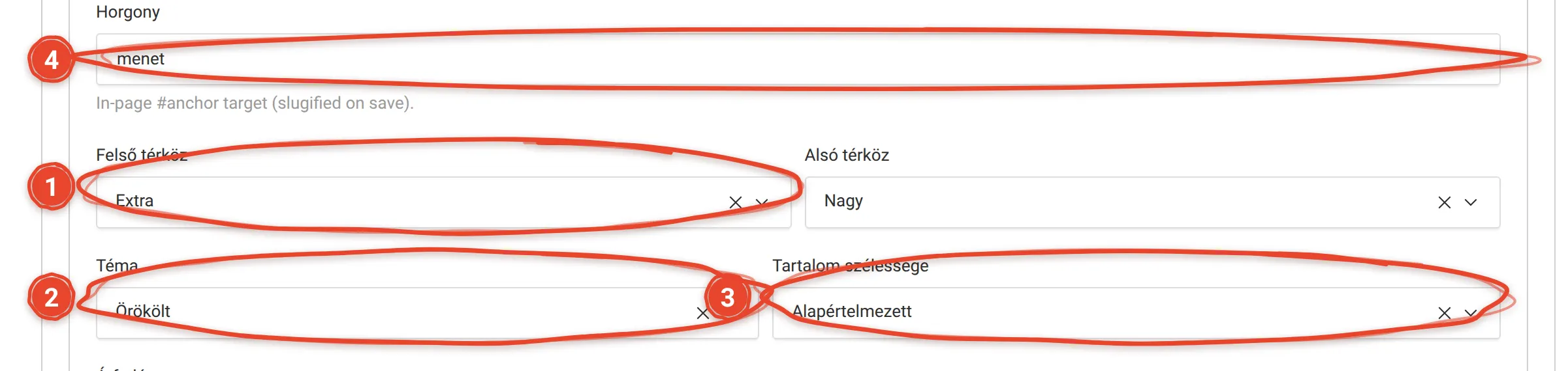 Hogyan állítom be egy blokk hátterét, térközét és szélességét? – képernyőkép