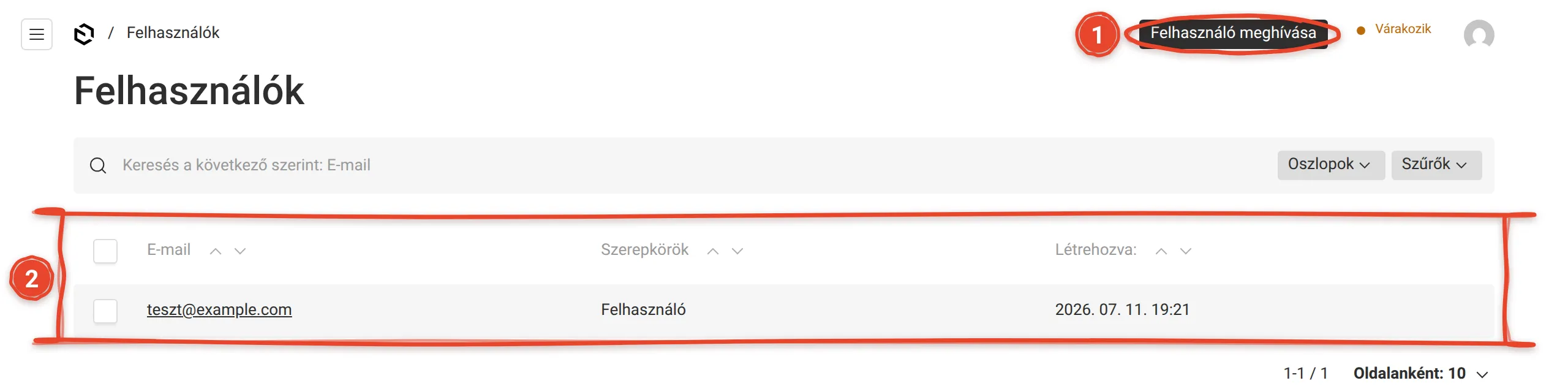 Milyen szerepkörök vannak, és ki mit tud megtenni? – képernyőkép